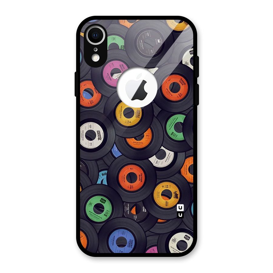 Colorful Disks Glass Back Case for iPhone XR Logo Cut