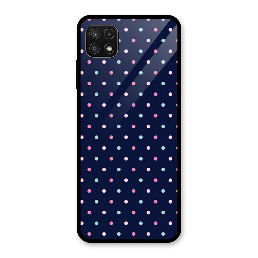Colorful Dots Pattern Glass Back Case for Galaxy A22 5G