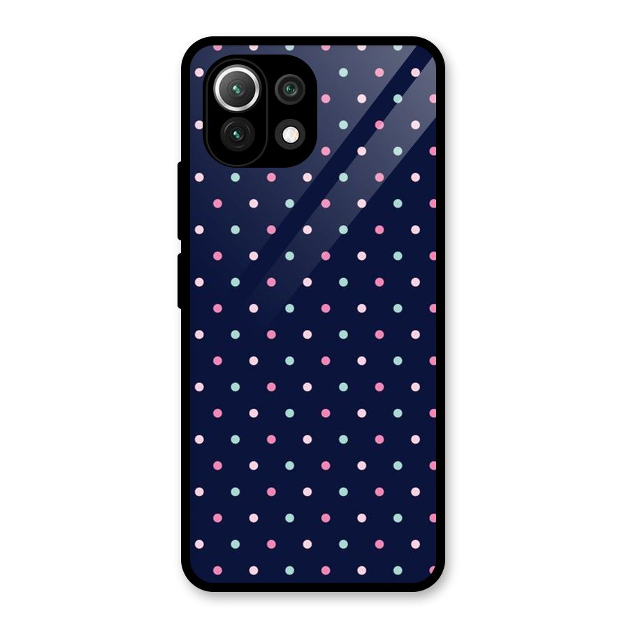 Colorful Dots Pattern Glass Back Case for Mi 11 Lite NE 5G