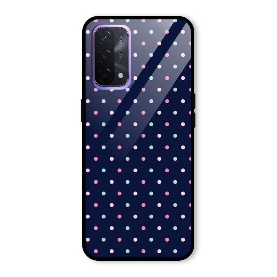 Colorful Dots Pattern Glass Back Case for Oppo A74 5G