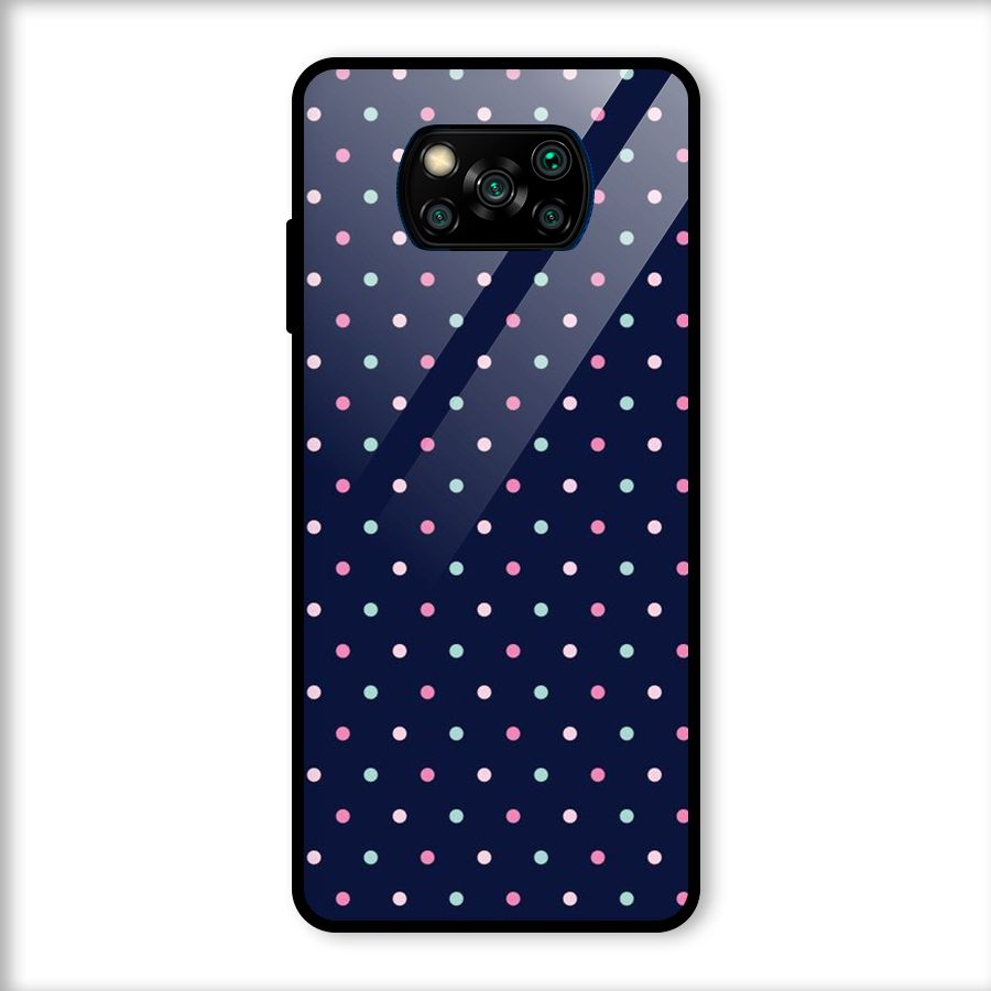 Colorful Dots Pattern Glass Back Case for Poco X3