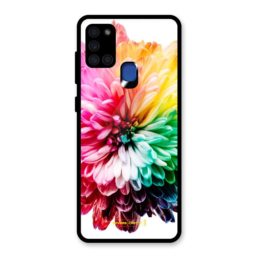 Colorful Flower Glass Back Case for Galaxy A21s