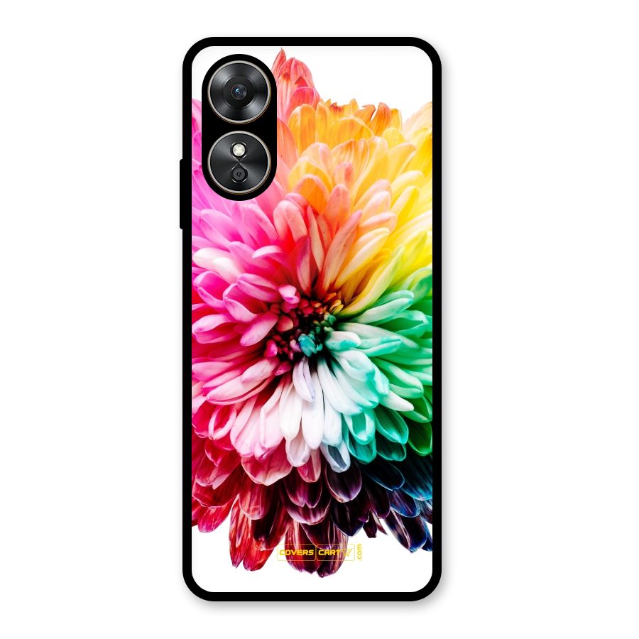 Colorful Flower Glass Back Case for Oppo A17