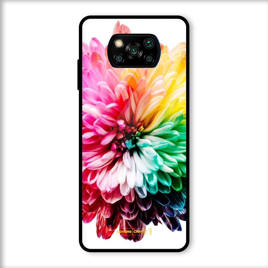 Colorful Flower Glass Back Case for Poco X3