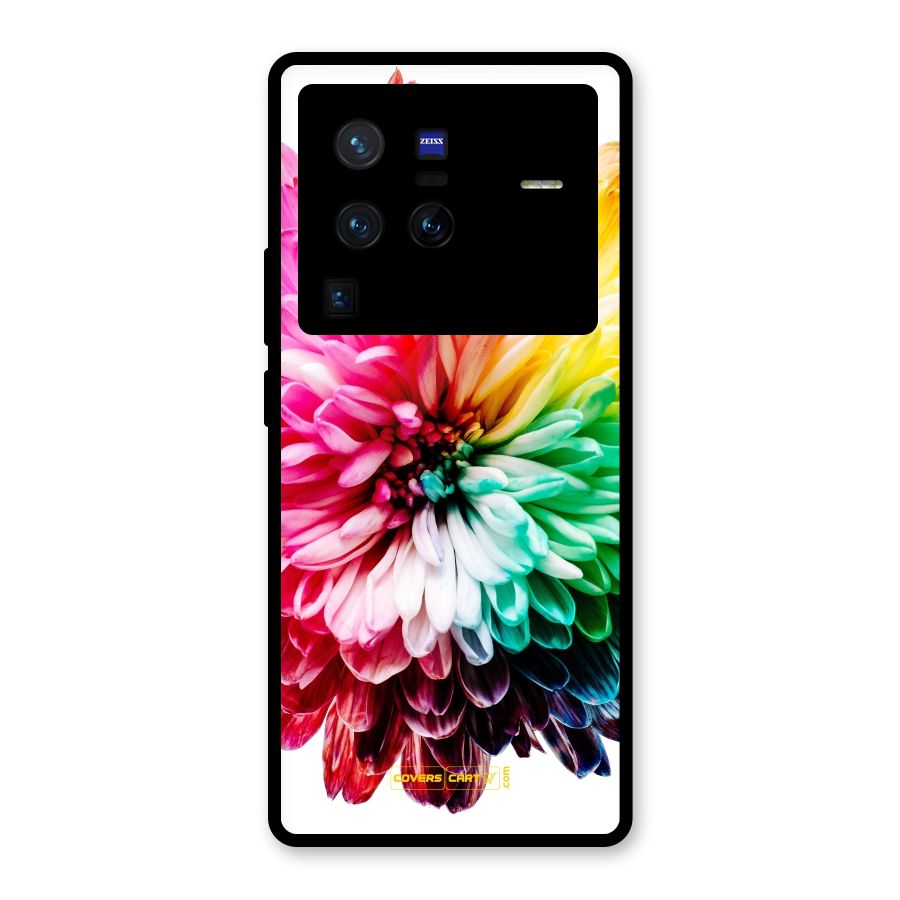 Colorful Flower Glass Back Case for Vivo X80 Pro