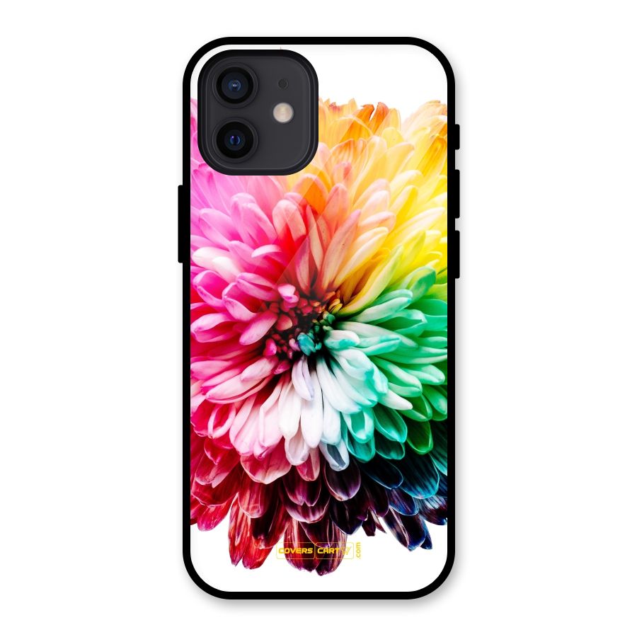 Colorful Flower Glass Back Case for iPhone 12
