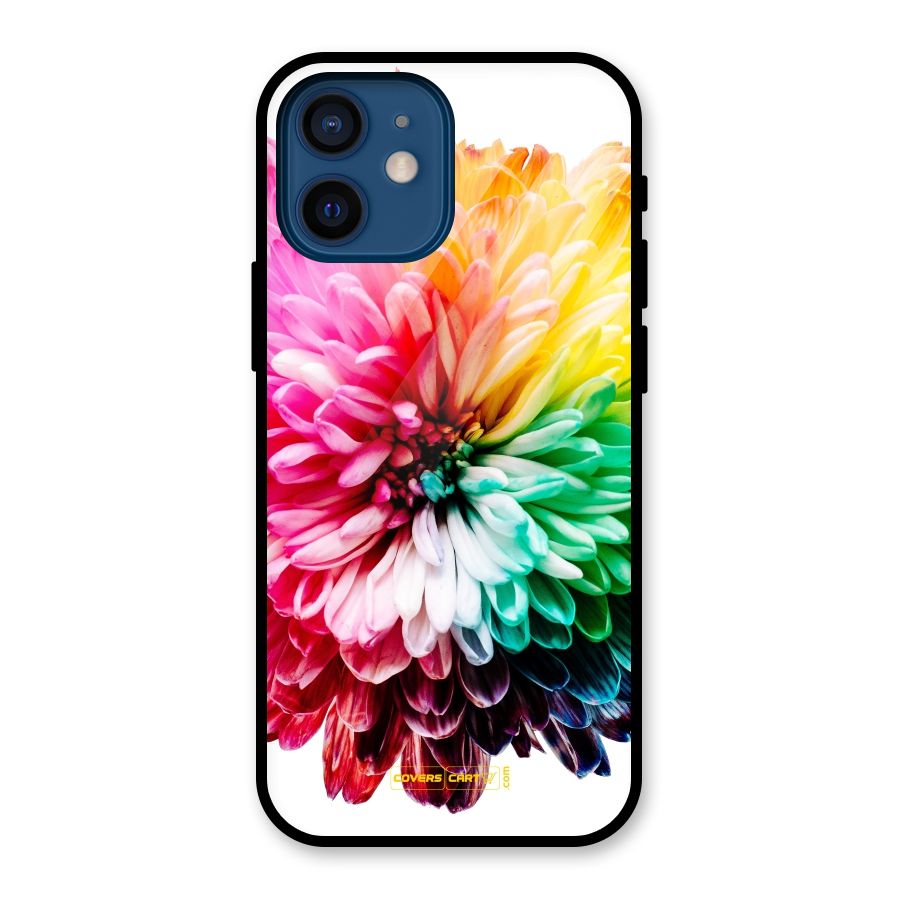 Colorful Flower Glass Back Case for iPhone 12 Mini