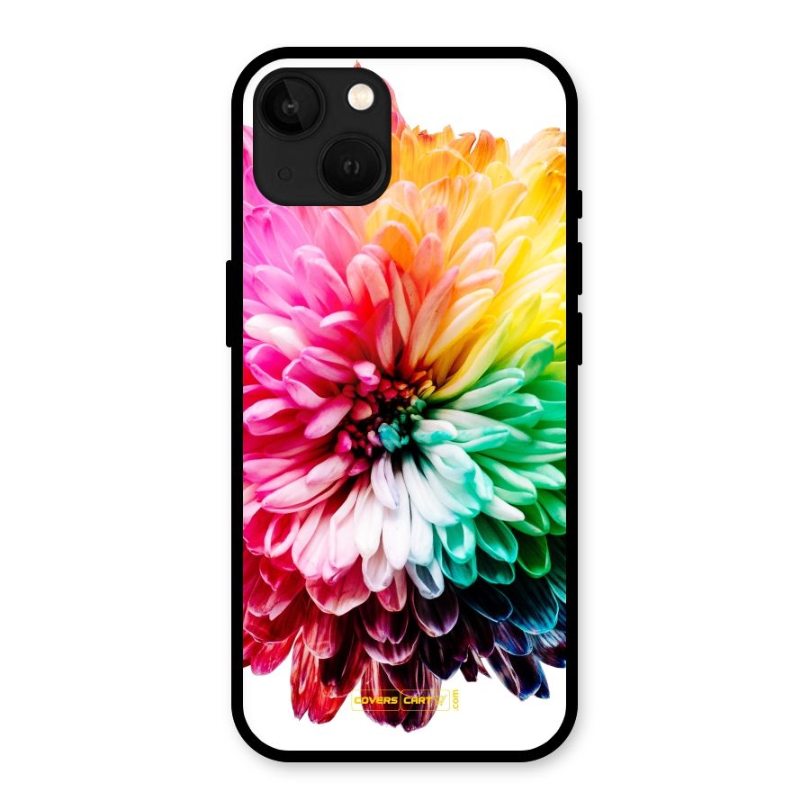 Colorful Flower Glass Back Case for iPhone 13