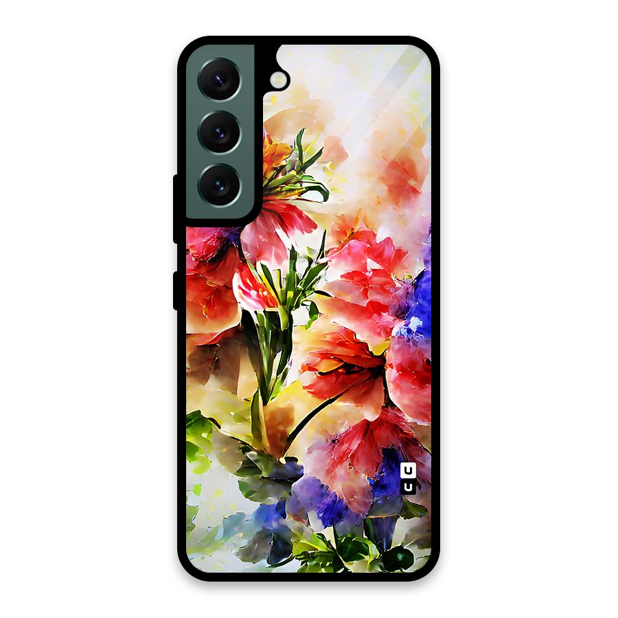 Colorful Flowers Fine Art Glass Back Case for Galaxy S22 5G