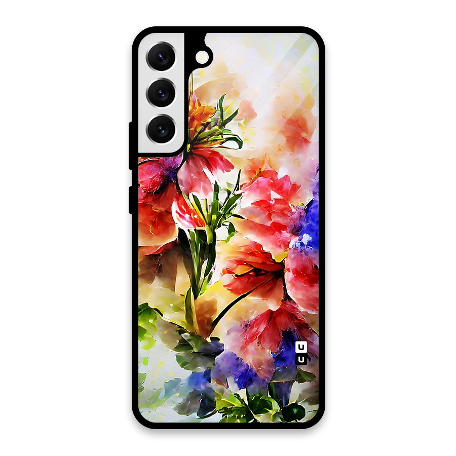 Colorful Flowers Fine Art Glass Back Case for Galaxy S22 Plus 5G