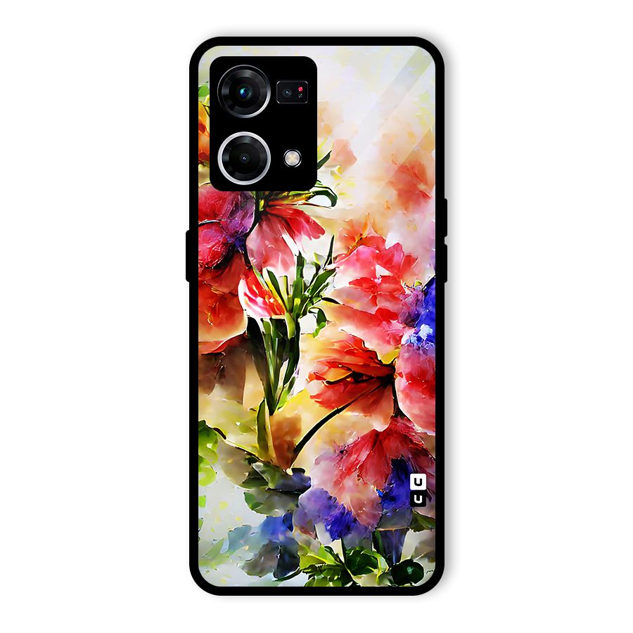 Colorful Flowers Fine Art Glass Back Case for Oppo F21 Pro 5G