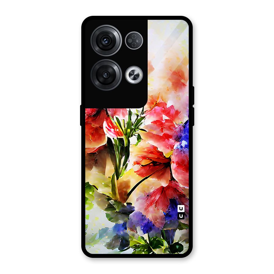 Colorful Flowers Fine Art Glass Back Case for Oppo Reno8 Pro 5G