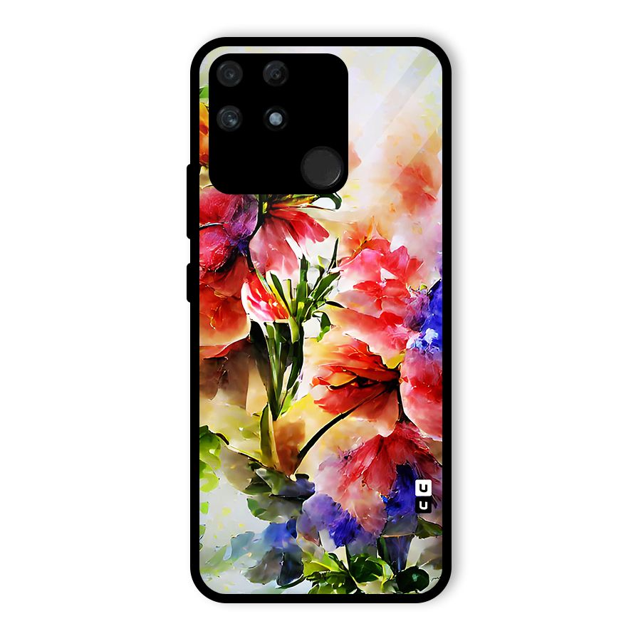 Colorful Flowers Fine Art Glass Back Case for Realme Narzo 50A