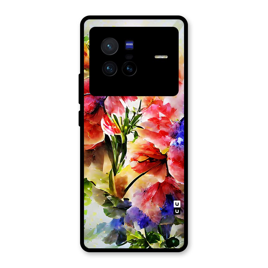 Colorful Flowers Fine Art Glass Back Case for Vivo X80