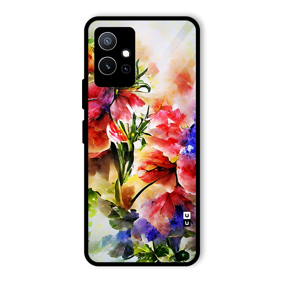 Colorful Flowers Fine Art Glass Back Case for Vivo Y75 5G