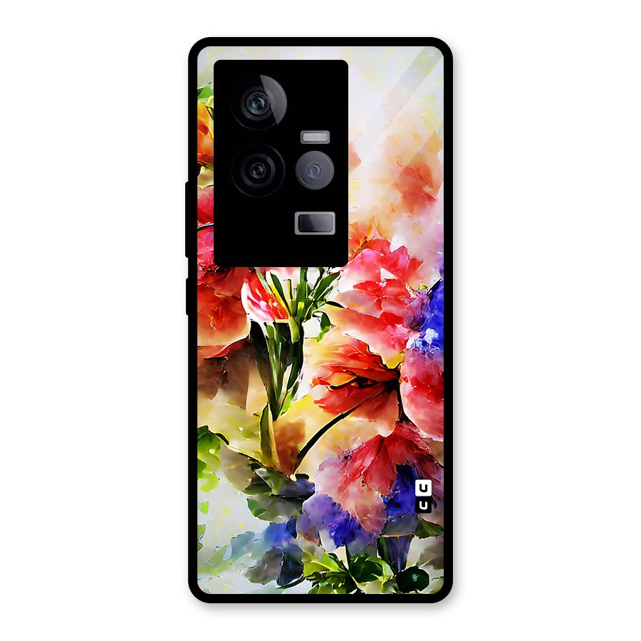 Colorful Flowers Fine Art Glass Back Case for Vivo iQOO 11 5G