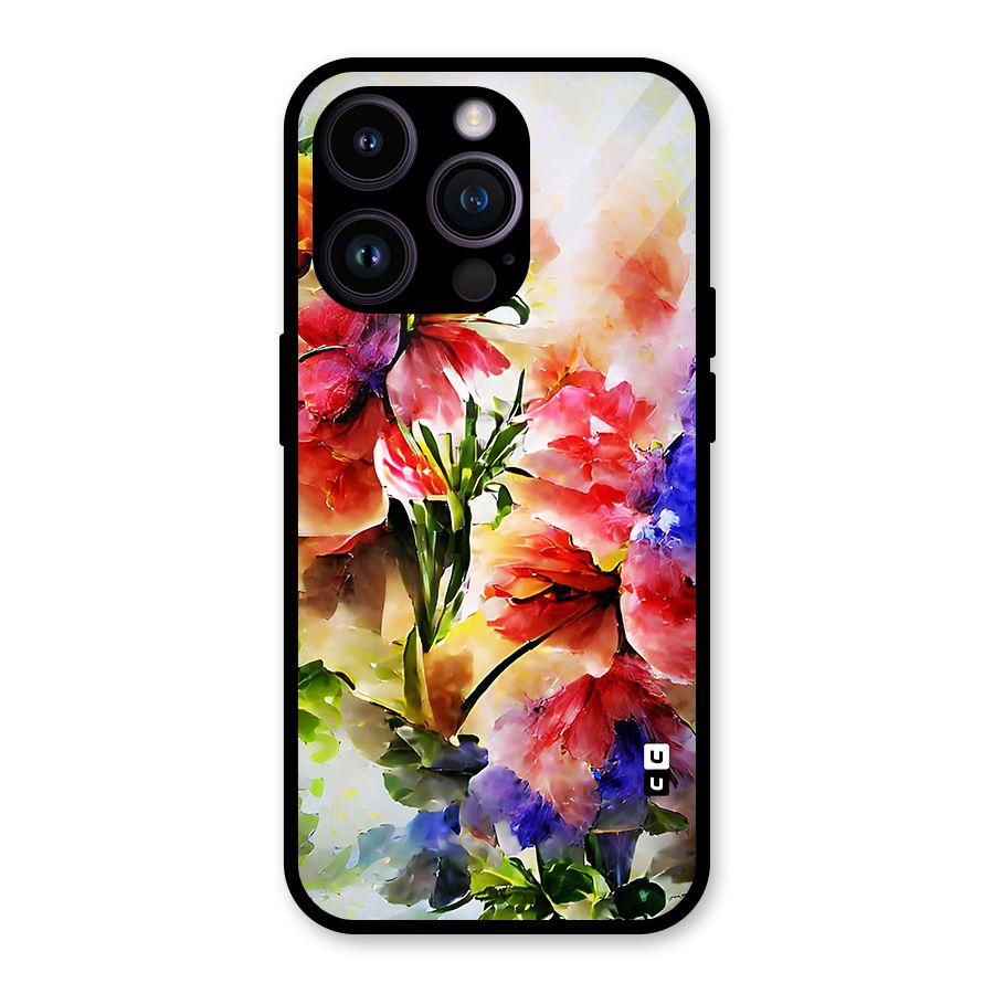 Colorful Flowers Fine Art Glass Back Case for iPhone 14 Pro