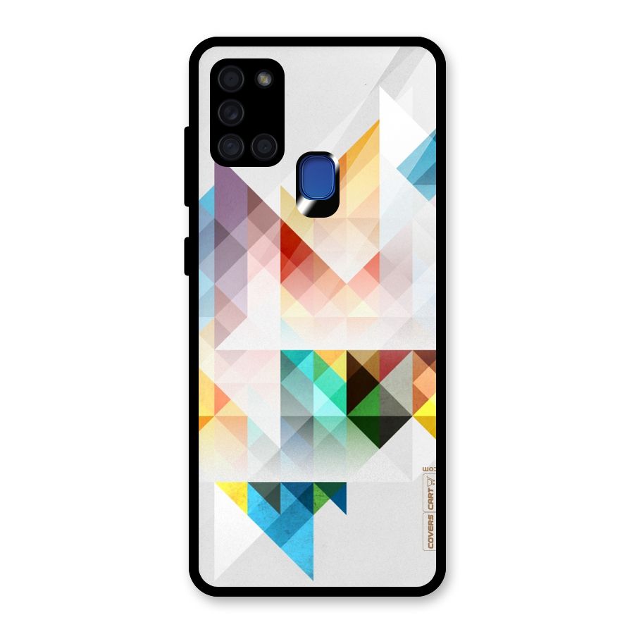 Colorful Geometric Art Glass Back Case for Galaxy A21s
