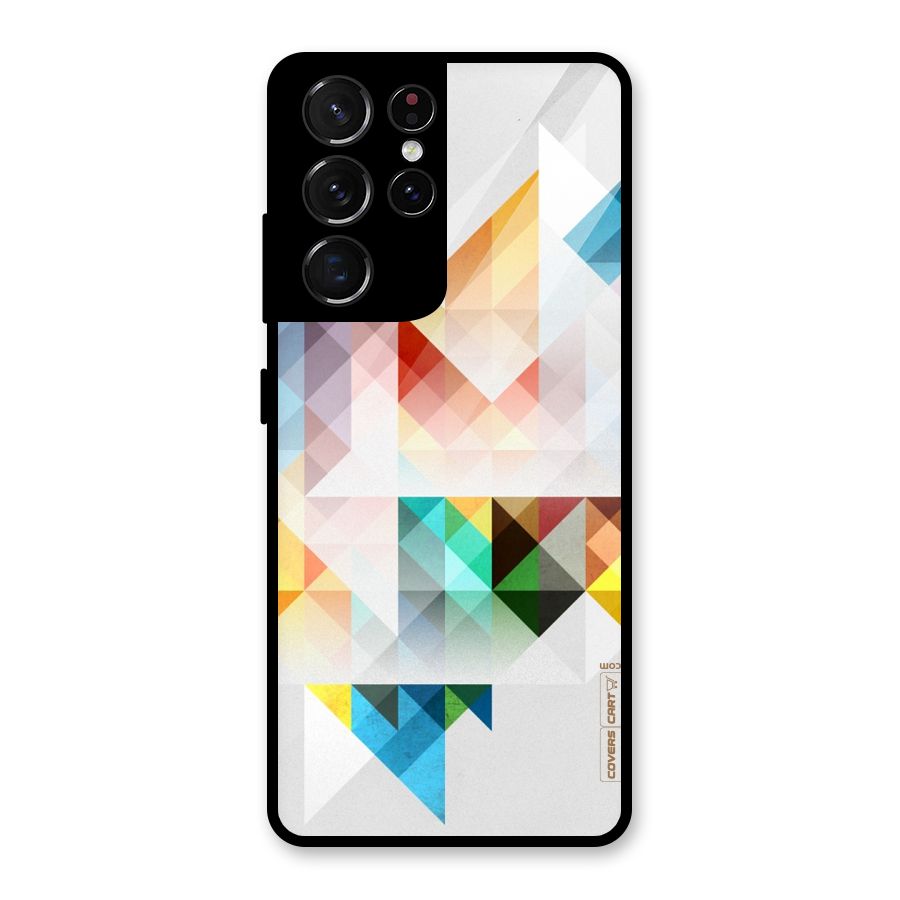 Colorful Geometric Art Glass Back Case for Galaxy S21 Ultra 5G