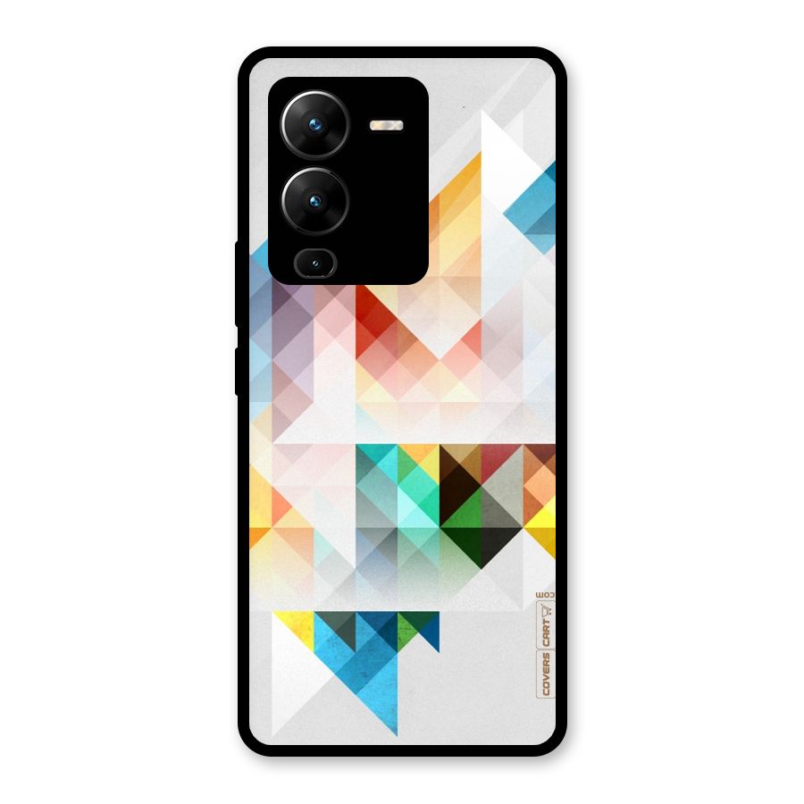 Colorful Geometric Art Glass Back Case for Vivo V25 Pro