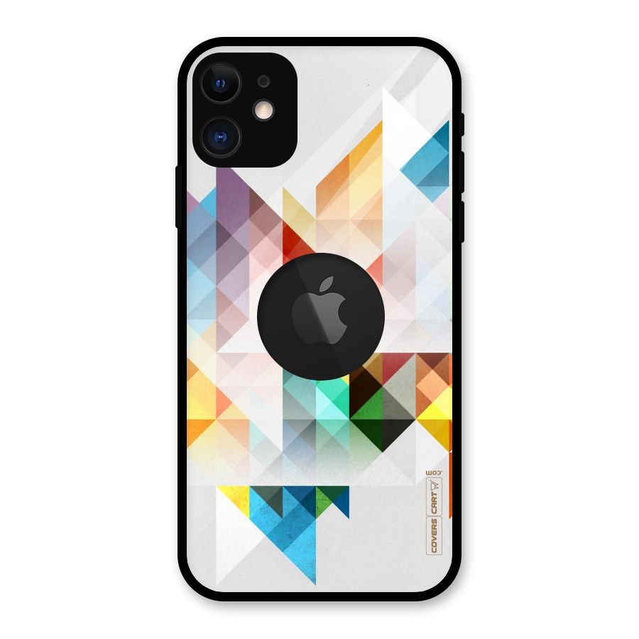 Colorful Geometric Art Glass Back Case for iPhone 11 Logo Cut