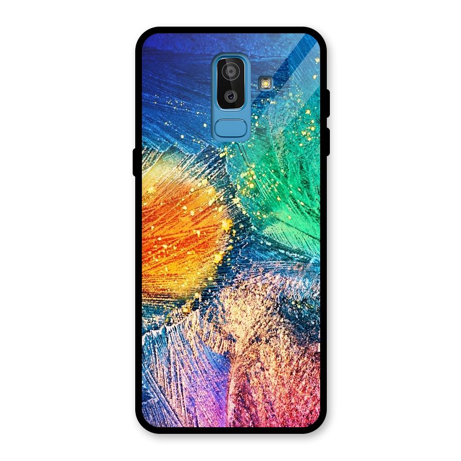 Colorful Leafs Vibrant Glass Back Case for Galaxy J8