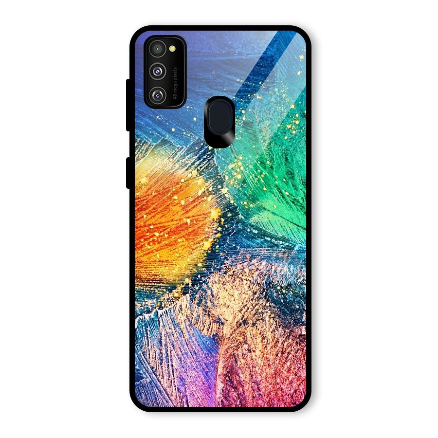 Colorful Leafs Vibrant Glass Back Case for Galaxy M30s