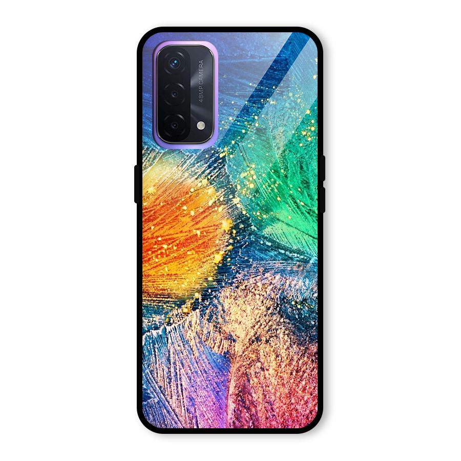 Colorful Leafs Vibrant Glass Back Case for Oppo A74 5G