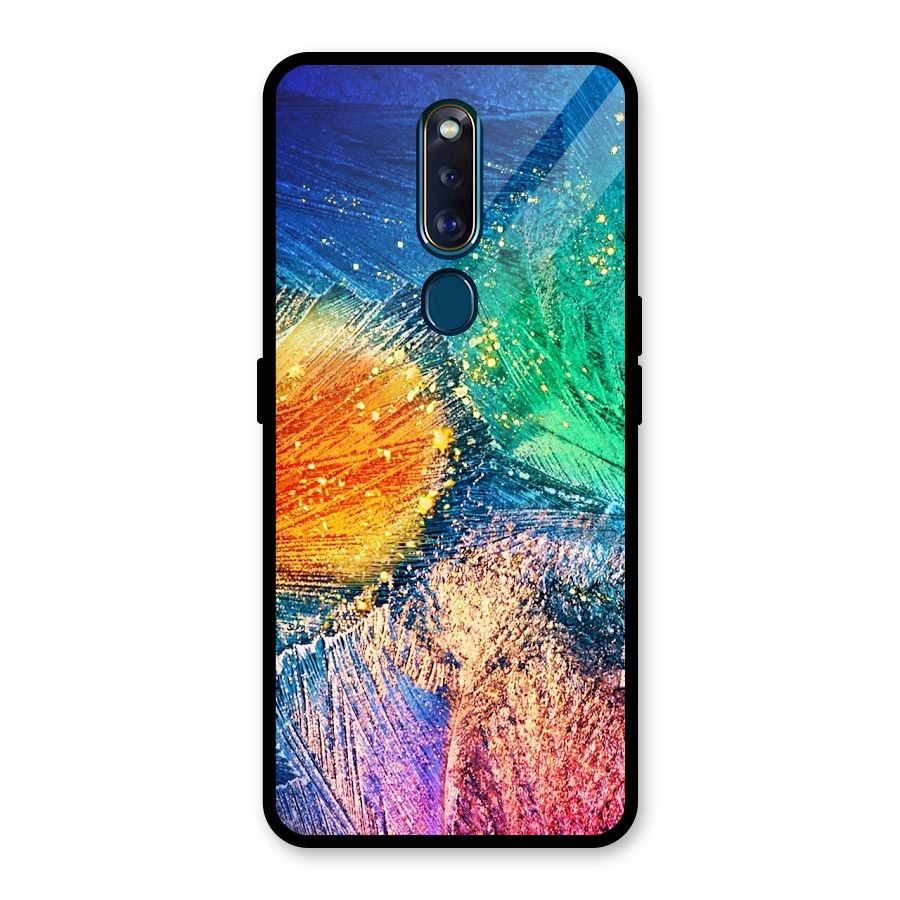 Colorful Leafs Vibrant Glass Back Case for Oppo F11 Pro