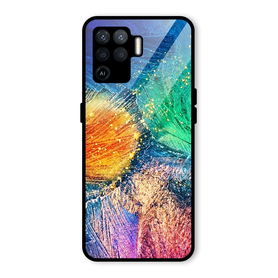 Colorful Leafs Vibrant Glass Back Case for Oppo F19 Pro