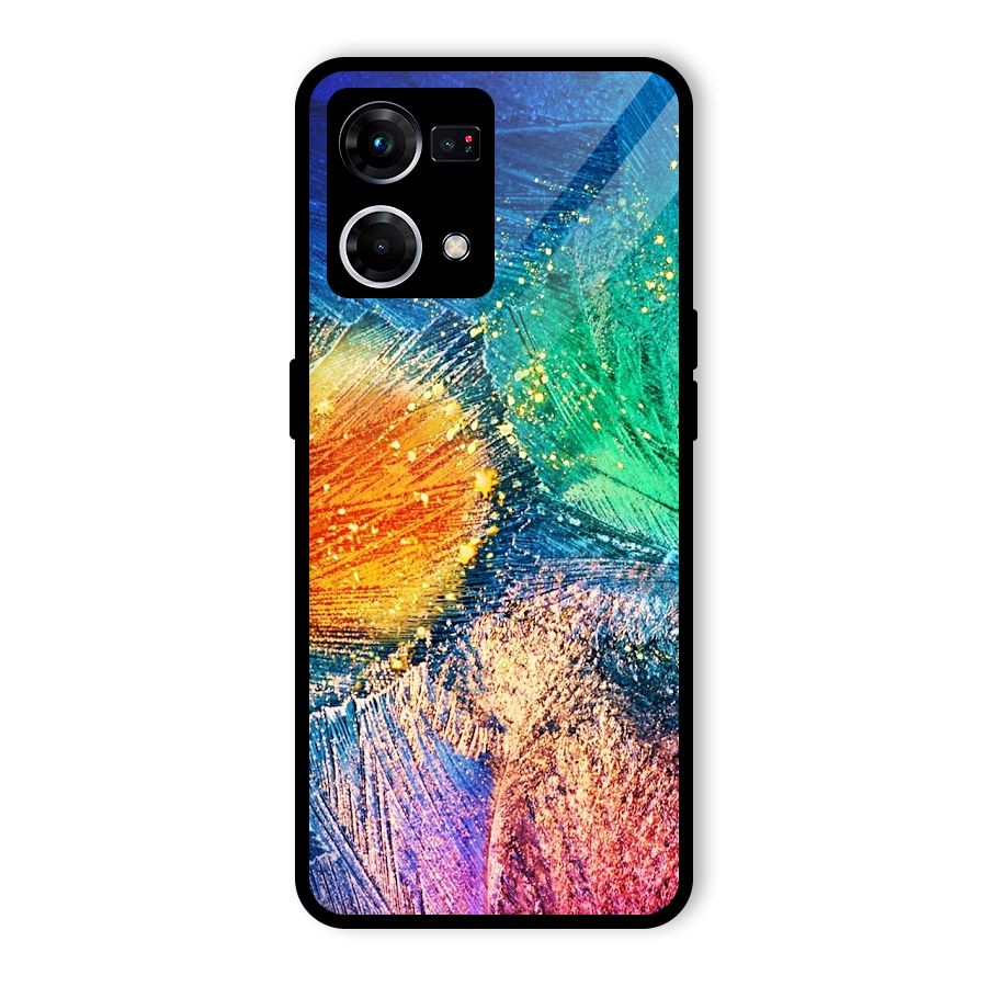 Colorful Leafs Vibrant Glass Back Case for Oppo F21s Pro 4G