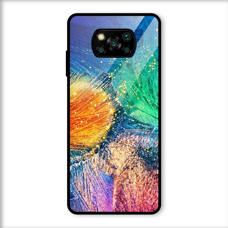 Colorful Leafs Vibrant Glass Back Case for Poco X3