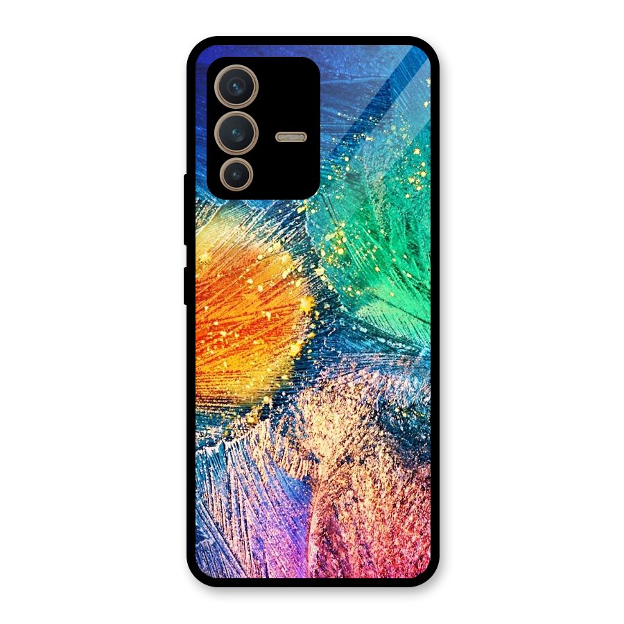 Colorful Leafs Vibrant Glass Back Case for Vivo V23 5G