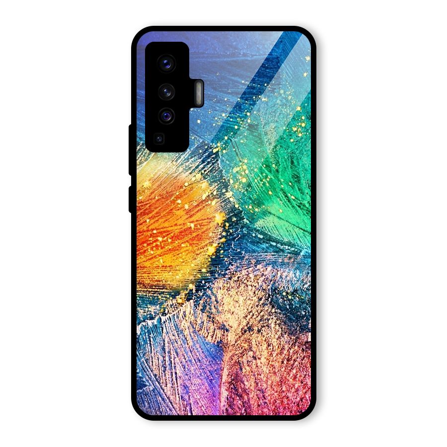 Colorful Leafs Vibrant Glass Back Case for Vivo X50