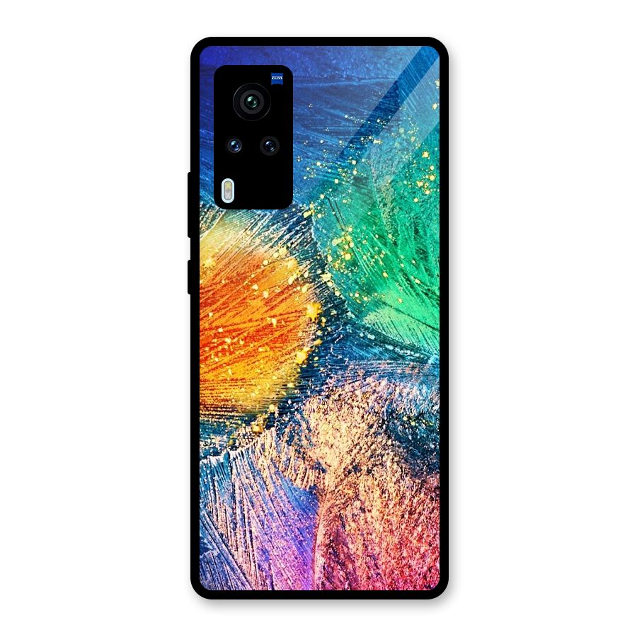 Colorful Leafs Vibrant Glass Back Case for Vivo X60 Pro