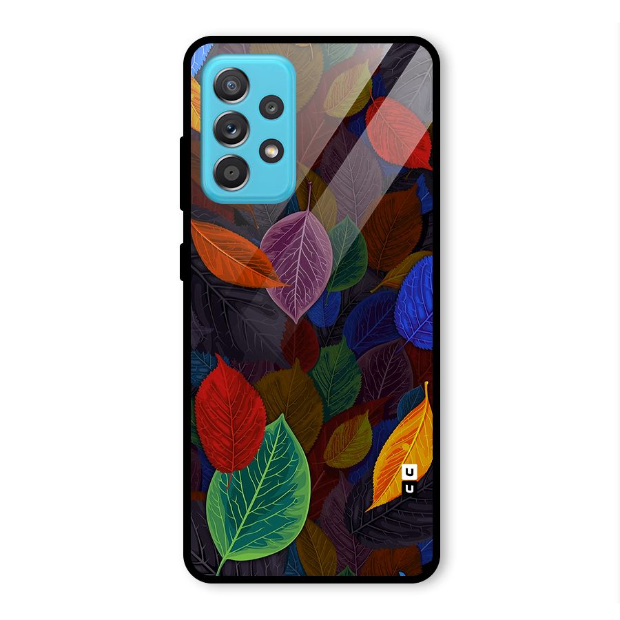 Colorful Leaves Pattern Glass Back Case for Galaxy A52s 5G