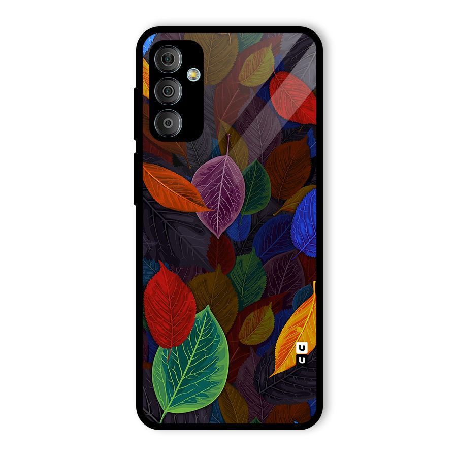 Colorful Leaves Pattern Glass Back Case for Galaxy F23
