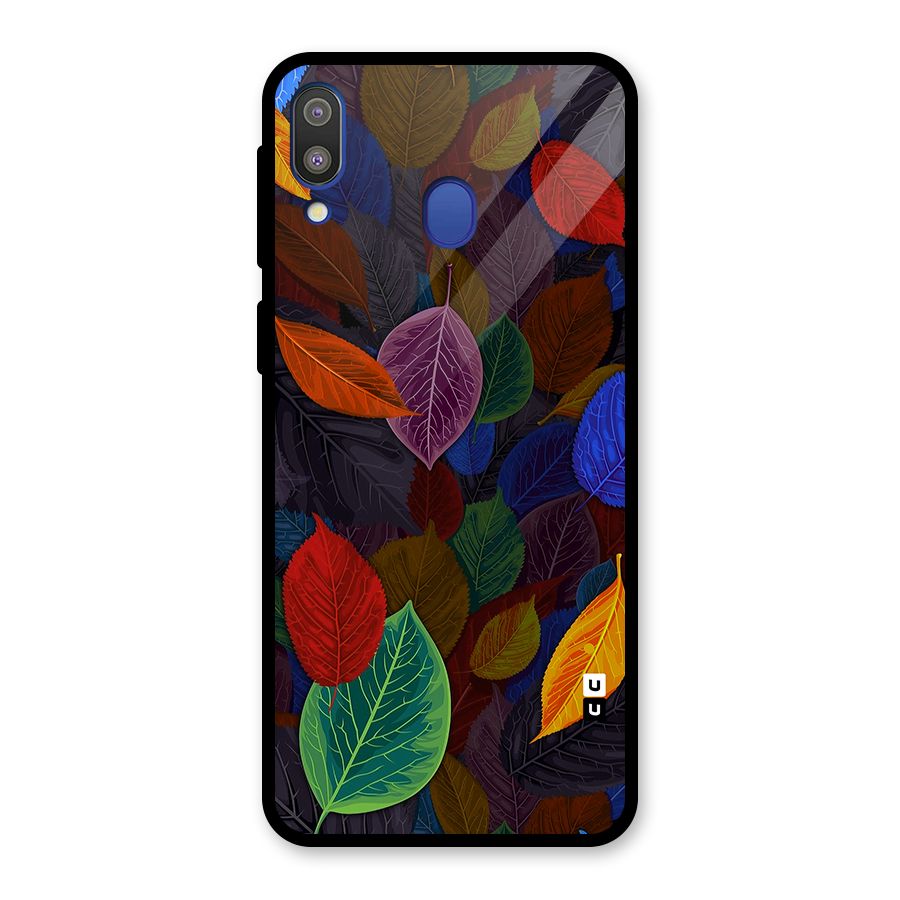 Colorful Leaves Pattern Glass Back Case for Galaxy M20
