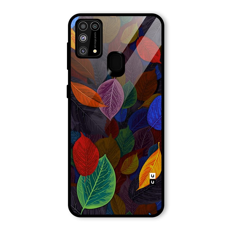 Colorful Leaves Pattern Glass Back Case for Galaxy M31