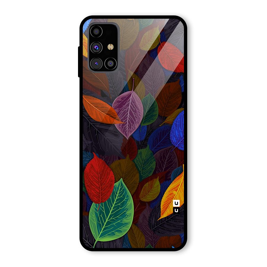 Colorful Leaves Pattern Glass Back Case for Galaxy M31s