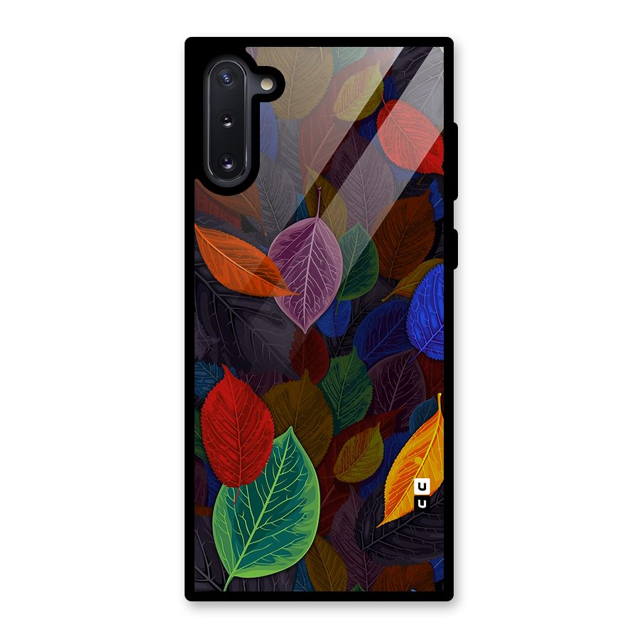 Colorful Leaves Pattern Glass Back Case for Galaxy Note 10