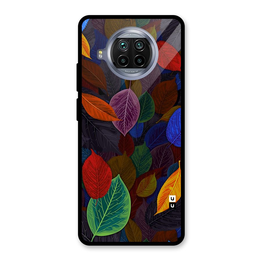 Colorful Leaves Pattern Glass Back Case for Mi 10i
