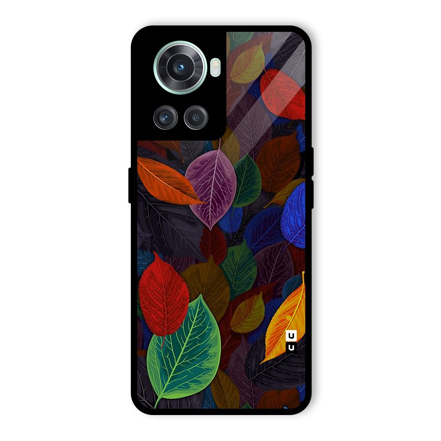 Colorful Leaves Pattern Glass Back Case for OnePlus 10R