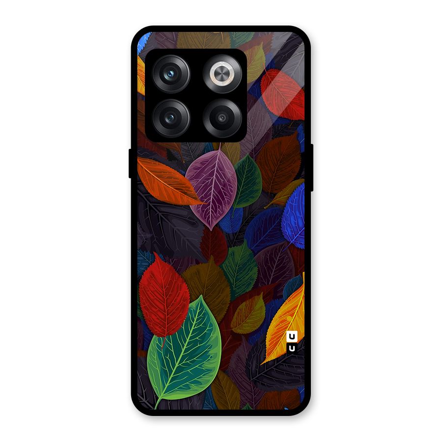 Colorful Leaves Pattern Glass Back Case for OnePlus 10T