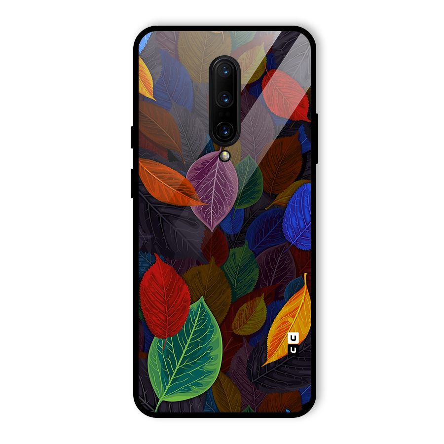 Colorful Leaves Pattern Glass Back Case for OnePlus 7 Pro