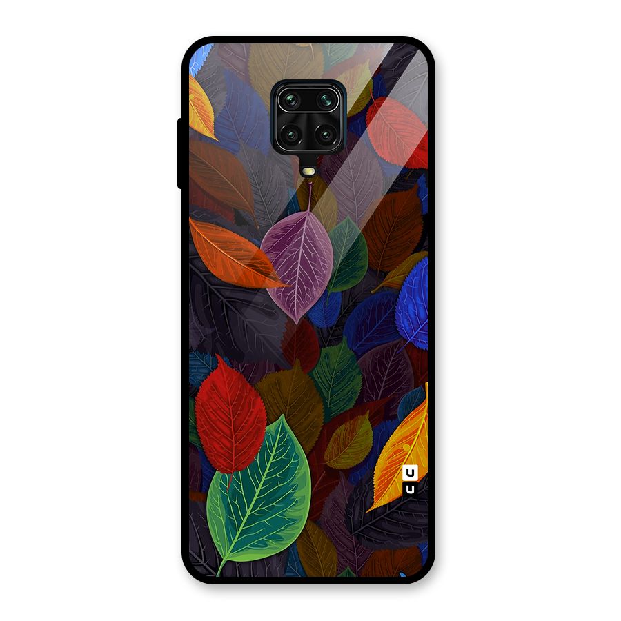 Colorful Leaves Pattern Glass Back Case for Poco M2 Pro
