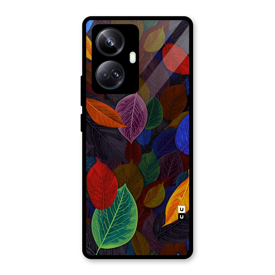 Colorful Leaves Pattern Glass Back Case for Realme 10 Pro Plus