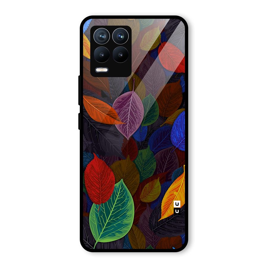 Colorful Leaves Pattern Glass Back Case for Realme 8