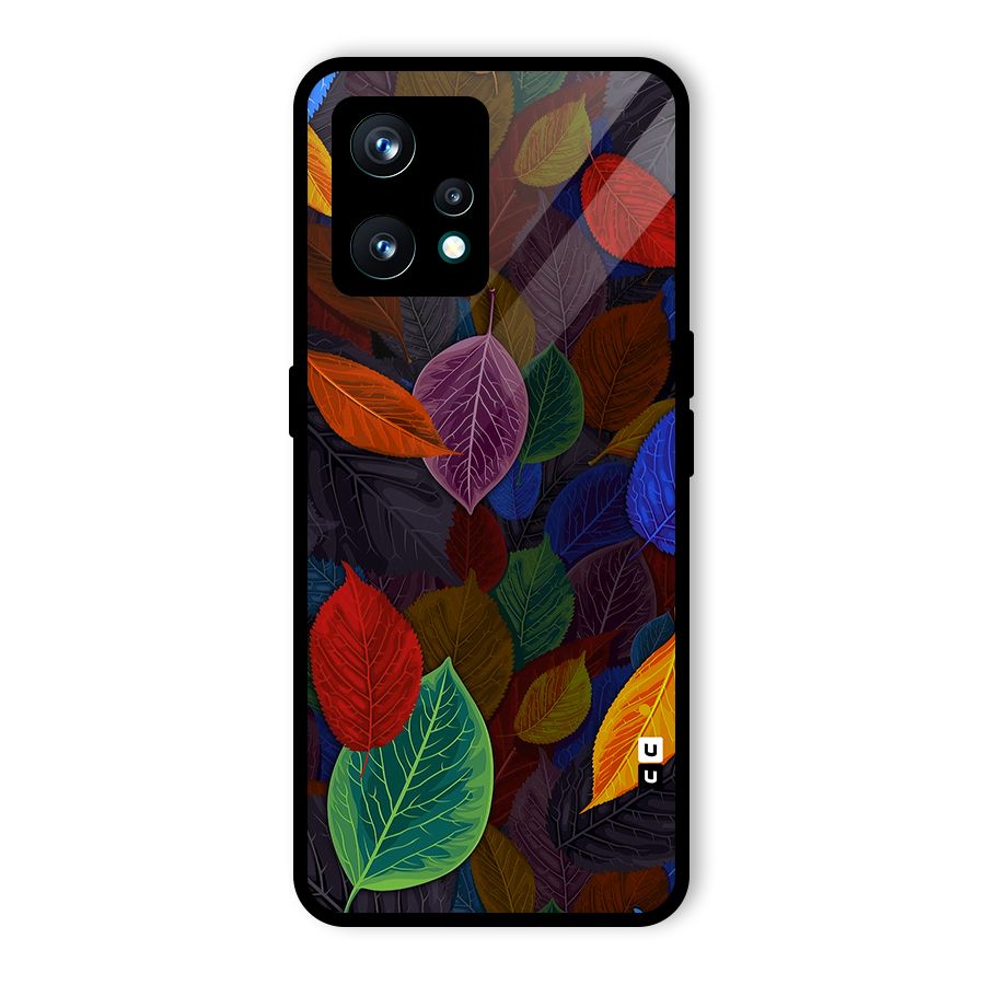 Colorful Leaves Pattern Glass Back Case for Realme 9 Pro Plus 5G