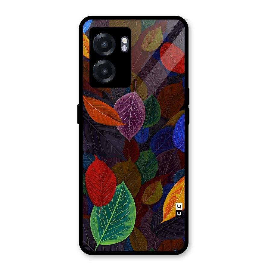 Colorful Leaves Pattern Glass Back Case for Realme Narzo 50 5G